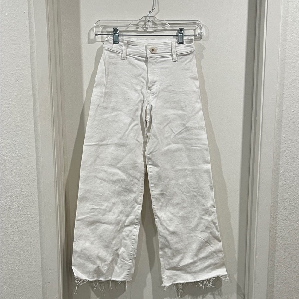 Zara Girls Marine Denim White Wide Leg Jeans Size 9